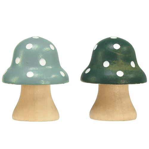 Floristik24 Wooden Mushrooms Decorative Mushrooms Wooden Mini Toadstools Mint Green 4cm 12 pcs