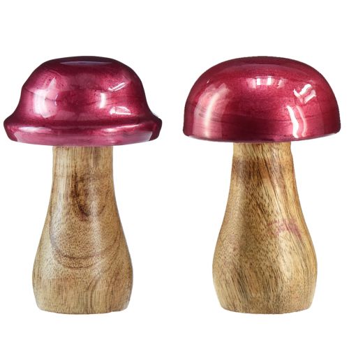 Product Wooden mushrooms decorative mushrooms wood red gloss Ø6cm H10cm 2pcs