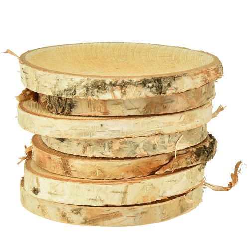 Floristik24 Wooden discs with bark birch disc natural Ø9-10cm 7 pcs