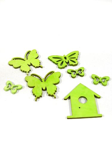 Floristik24 Wooden assortment butterfly birdhouse green 60pcs
