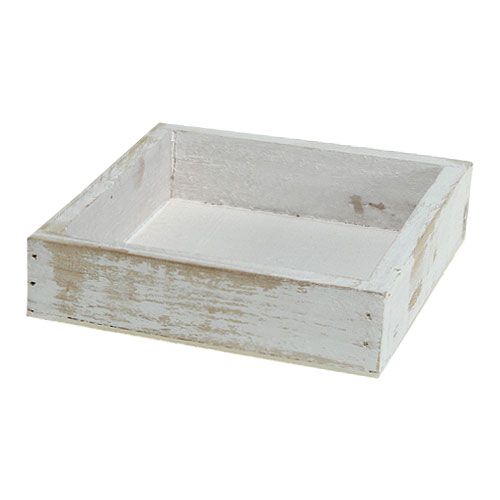 Floristik24 Mini wooden tray white 12cm x 12cm x 3cm