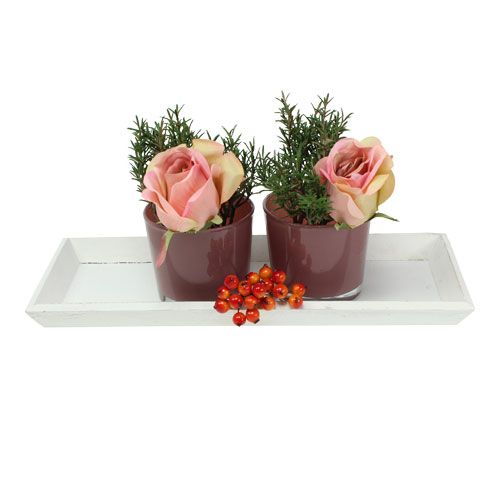 Floristik24 Wooden tray white 39cm x 15cm