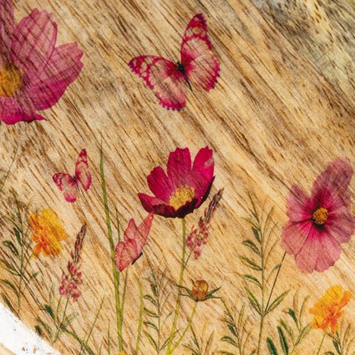 Product Wooden plates with flowers and butterflies, natural pink, Ø15cm, 3 pieces