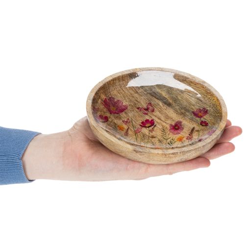 Product Wooden plates with flowers and butterflies, natural pink, Ø15cm, 3 pieces