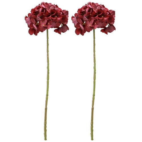 Product Hydrangea Artificial Burgundy Large Flower Ø15cm L58cm 2pcs