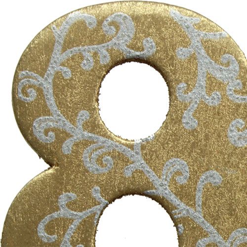 Floristik24 Anniversary number "80" on the staff wood, gold 36pcs