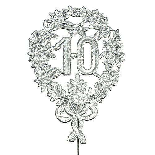 Floristik24 Anniversary number 10 silver Ø8cm 10pcs