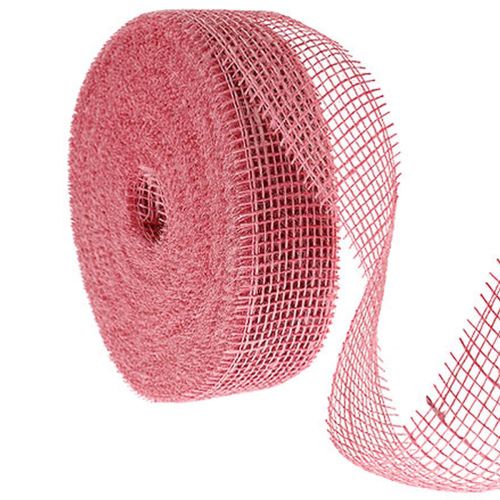 Floristik24 Jute ribbon, pink, 5cm wide, 40m long