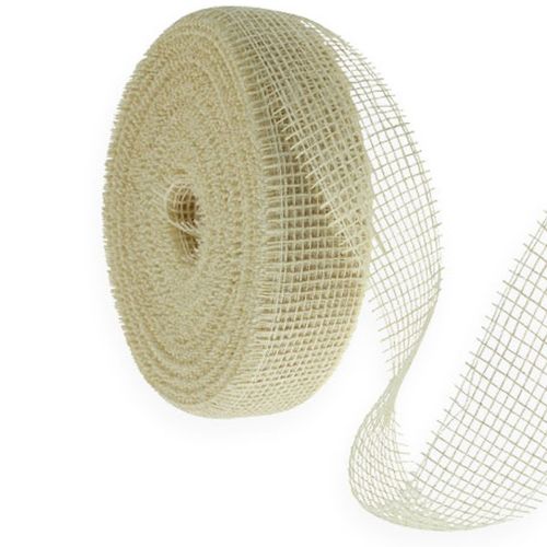 Floristik24 Bleached jute ribbon, 5cm wide, 40m long