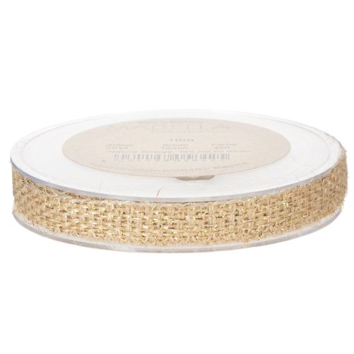 Product Jute ribbon, rustic decorative ribbon, natural jute, gold, 12mm, 10m