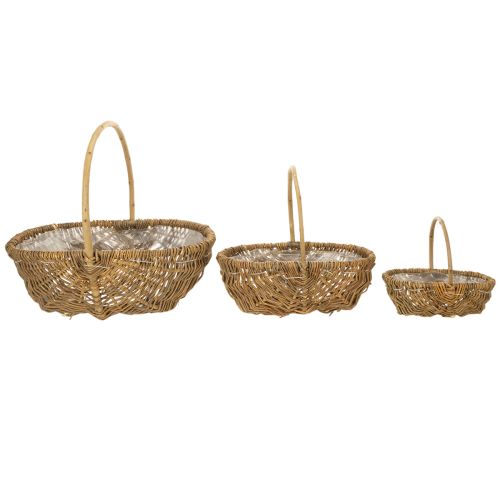 Potato basket 43/33/23cm with foil, natural, set of 3. | Floristik24.co.uk