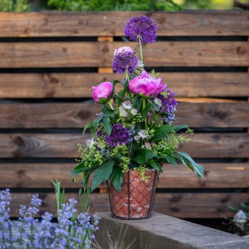 Product Ceramic flower pot basket handle metal brown Ø18cm