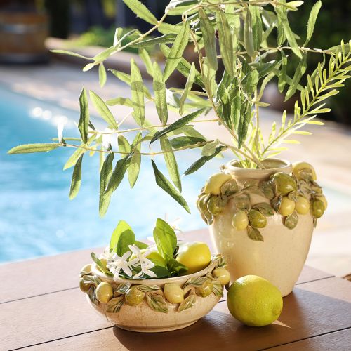 Product Ceramic Vase Lemon Decoration Mediterranean Green Yellow H19cm