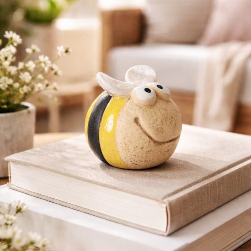 Product Ceramic bee figurine for detailed accents on windowsills or in living areas, 7cm, 3 pieces