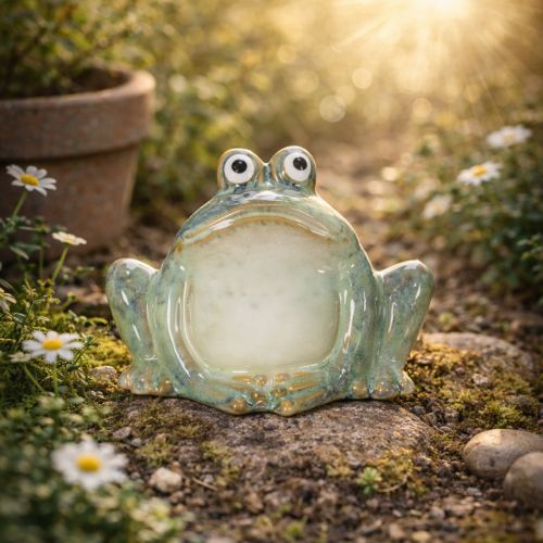Product Ceramic frog decorative figurine, detailed design, charming gift idea, 13cm