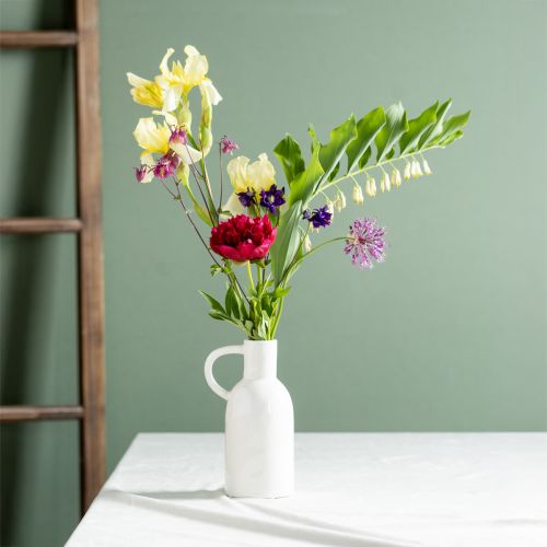 Floristik24 Ceramic vase white for dry decoration vase with handle Ø9cm H21cm