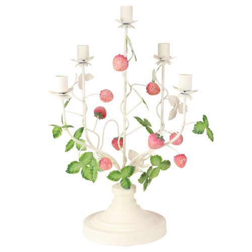 Candlestick 5-armed cream metal strawberry decoration H44cm | Floristik24.co.uk
