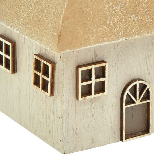 Product Candle Holder Christmas House Wood Grey 9×9×11cm 2 pcs