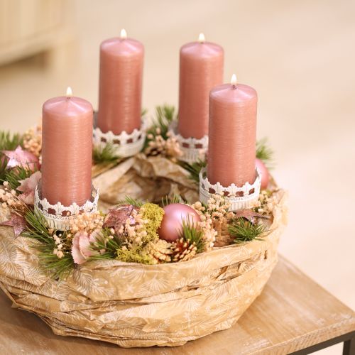 Product Candle holder white antique Ø7cm H12cm 4pcs