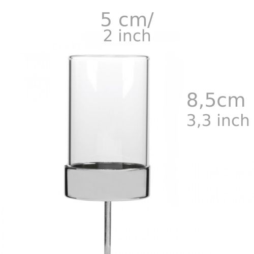 Product Candle holders for sticking, metal/glass, Ø5cm H19cm, 4 pieces