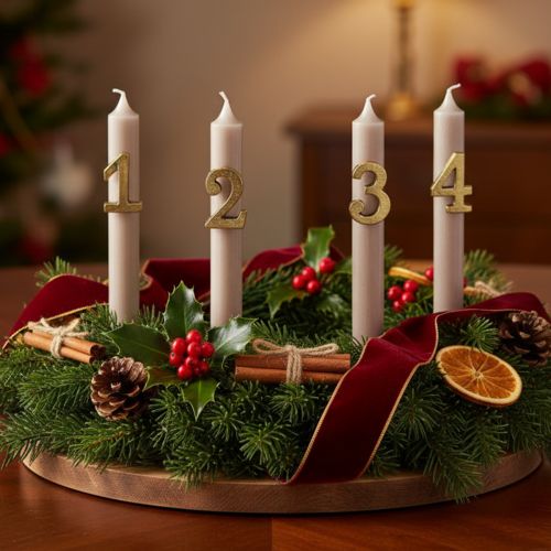 Set of 4 Gold Metal Advent Candle Pins with Numbers 1 to 4, 4cm | Floristik24.co.uk
