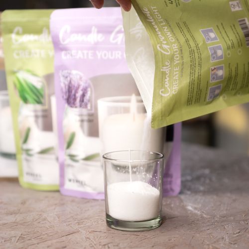 Product Candle sand wax granules with wick scented lavender 400g