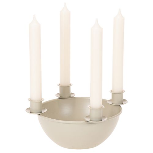 Candle Holder Bowl with 4 Holders in Beige, 15cm, Modern Advent Wreath Base | Floristik24.co.uk