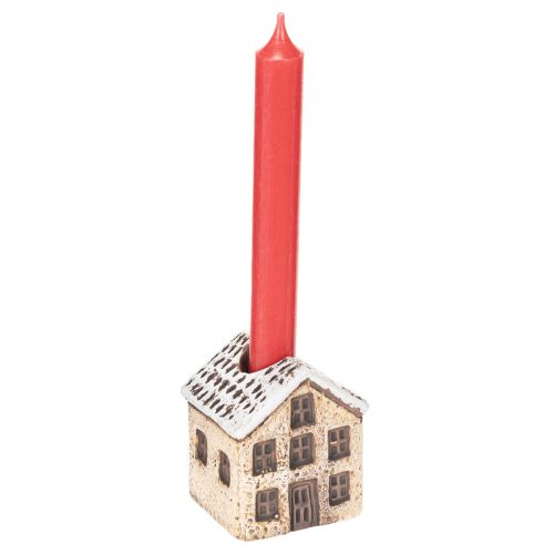 Ceramic Candle Holders Small House Design with Snow Set of 2 | Floristik24.co.uk
