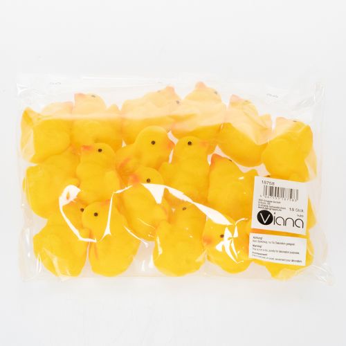 Product Small Easter chicks, yellow and orange flocked, 4.5cm tall, 18 pieces