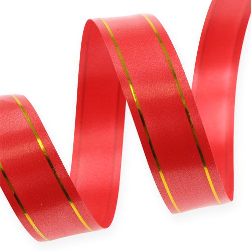 Product Gift ribbon 2 gold stripes on red 19mm 100m