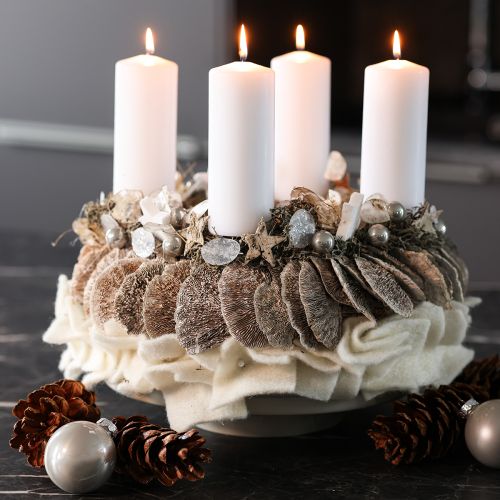 Product Natural Tree Fungus Wreath 37cm White with Fiber Base