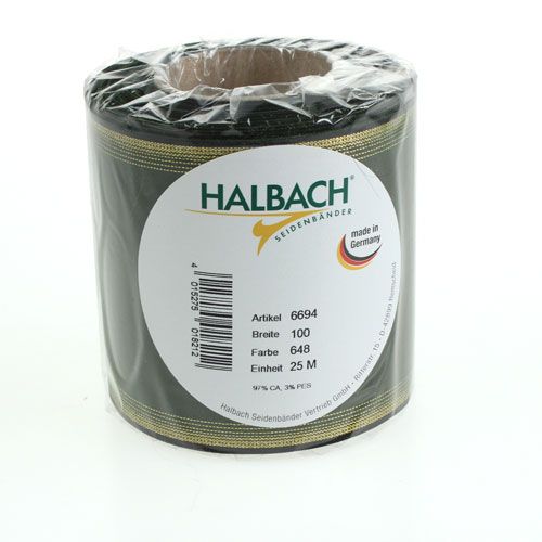Product Wreath ribbon Moiré 100mm, dark green
