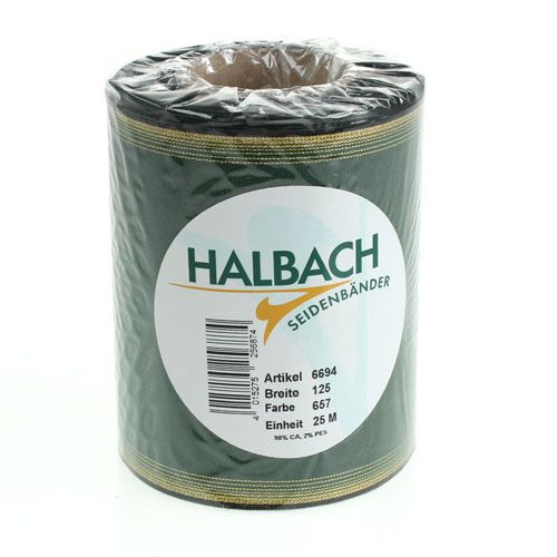 Product Wreath ribbon Moiré 125mm, dark green