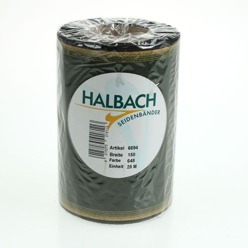Product Wreath ribbon Moiré 150mm, dark green