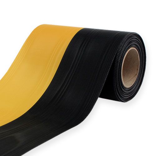 Floristik24 Wreath ribbons moiré yellow-black 150 mm