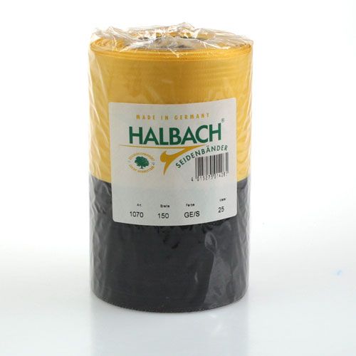 Product Wreath ribbons Moiré yellow-black 150 mm