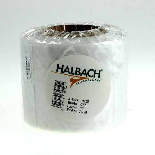 Floristik24 Wreath ribbon white 75mm 25m
