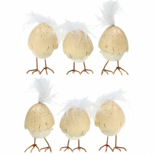 Chick in the eggshell white, cream 6cm 6pcs