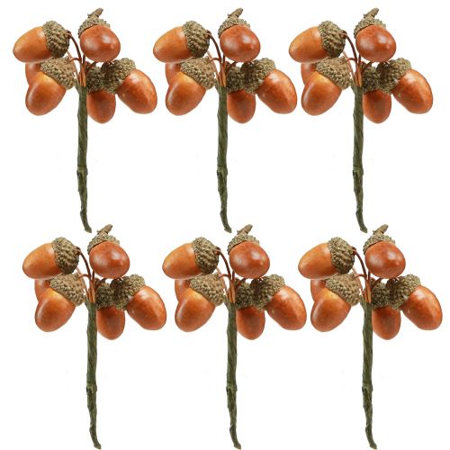 Floristik24 Artificial acorns on wire decoration for autumn wreath 3cm 6 pcs