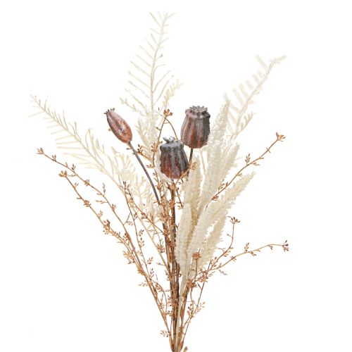 Poppy capsules decoration dried flowers artificial fern cream 63cm