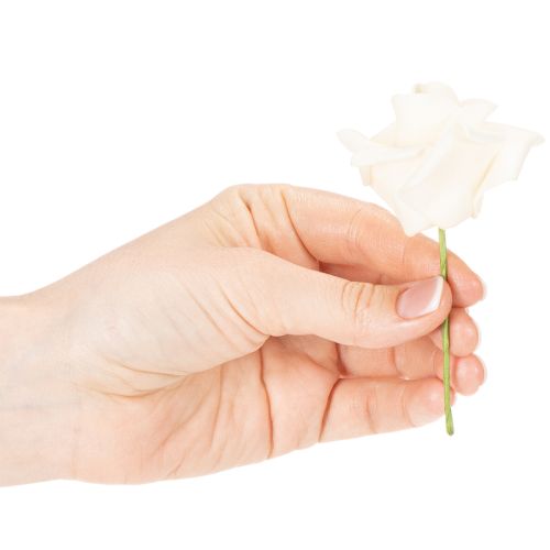 Artificial Cream-Coloured Rose, 10 cm Bloom, Wire Stem, Pack of 100 | Floristik24.co.uk
