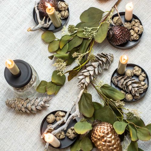 Product Artificial eucalyptus garland with thistles autumn decoration 150cm