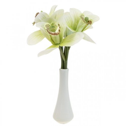 Floristik24 Artificial orchids artificial flowers in vase white/green 28cm