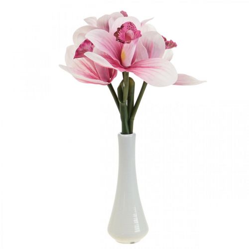 Floristik24 Artificial orchids artificial flowers in vase white/pink 28cm