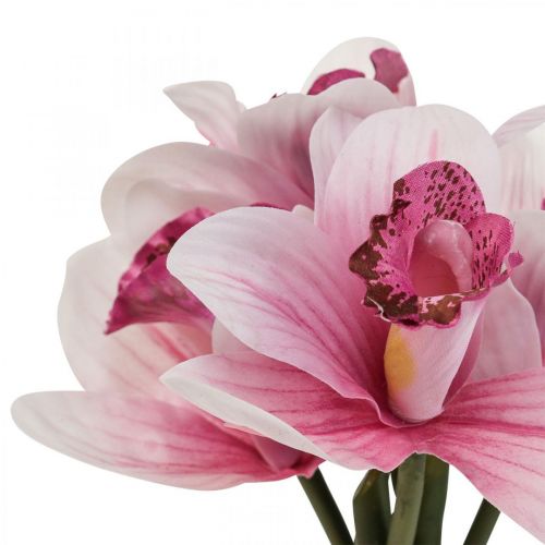 Product Artificial Orchids Artificial Flowers in Vase White/Pink 28cm