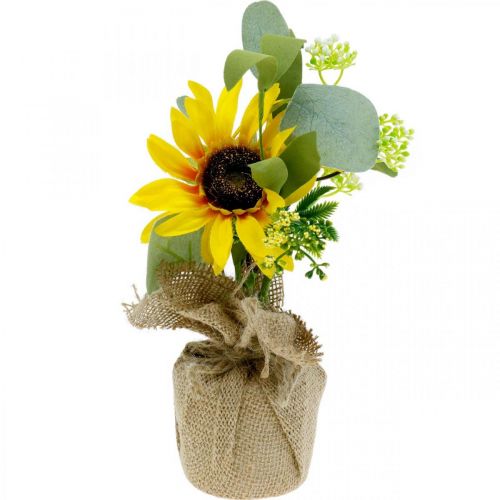 Floristik24 Artificial sunflower, silk flower, summer decoration, sunflower in jute sack