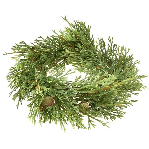 Product Small fir wreath green with cones artificial Ø24cm