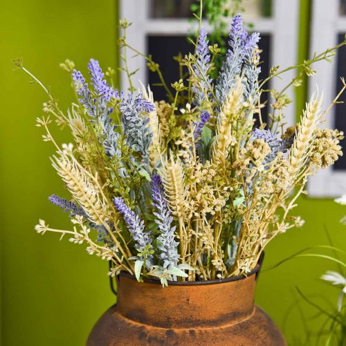 Product Artificial lavender bunch, silk flowers, field bouquet of lavender with ears of wheat and meadowsweet
