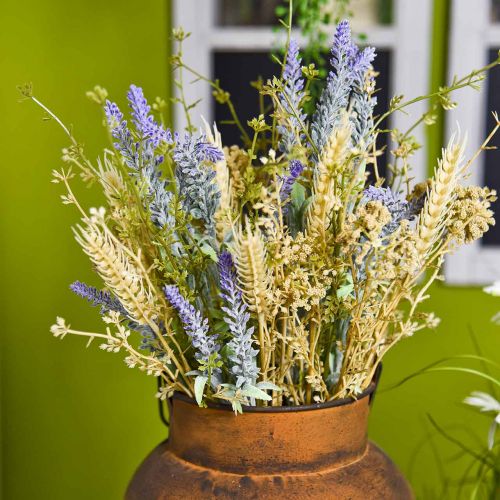 Floristik24 Artificial lavender bunch, silk flowers, field bouquet of lavender with ears of wheat and meadowsweet