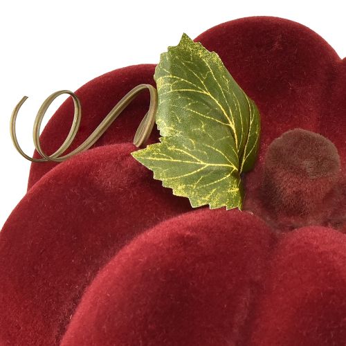Product Pumpkin decoration flocked pumpkin red burgundy velvety look 20cm 2pcs